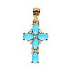 STERLING SILVER GOLD PLATED TURQUOISE & WHITE ZIRCON CROSS PENDANT at Ross's Online Art Auctions