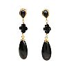 18CT GOLD ONYX EARRINGS at Ross's Online Art Auctions