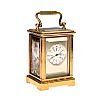 BRASS CASED PORCELAIN MINIATURE CARRIAGE CLOCK at Ross's Online Art Auctions