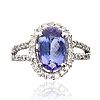 18CT WHITE GOLD TANZANITE & DIAMOND RING at Ross's Online Art Auctions