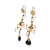 STERLING SILVER GOLD PLATED PEARL & ONYX EARRINGS at Ross's Online Art Auctions