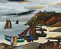 BOATS AT DUNLUCE CASTLE by Mary Lou at Ross's Online Art Auctions
