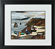 BOATS AT DUNLUCE CASTLE by Mary Lou at Ross's Online Art Auctions