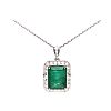 18CT WHITE GOLD NATURAL EMERALD & DIAMOND NECKLACE at Ross's Online Art Auctions