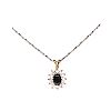 GOLD TONE SAPPHIRE & CUBIZ ZIRCONIA PENDANT & STERLING SILVER CHAIN at Ross's Online Art Auctions