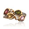 9CT GOLD TOURMALINE & WHITE ZIRCON RING at Ross's Online Art Auctions