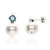 STERLING SILVER BLUE TOPAZ & PEARL EARRINGS at Ross's Online Art Auctions