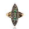 HIGH CARAT GOLD & SILVER EMERALD & DIAMOND RING at Ross's Online Art Auctions