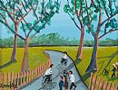 CYCLING THROUGH THE PARK by John Ormsby at Ross's Online Art Auctions